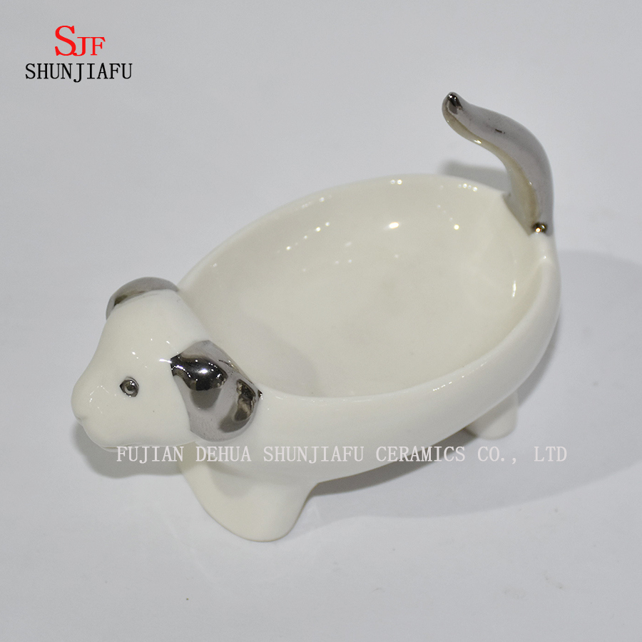 Forma animal do cão / porco, suporte cerâmico da caixa do sabão do banheiro home