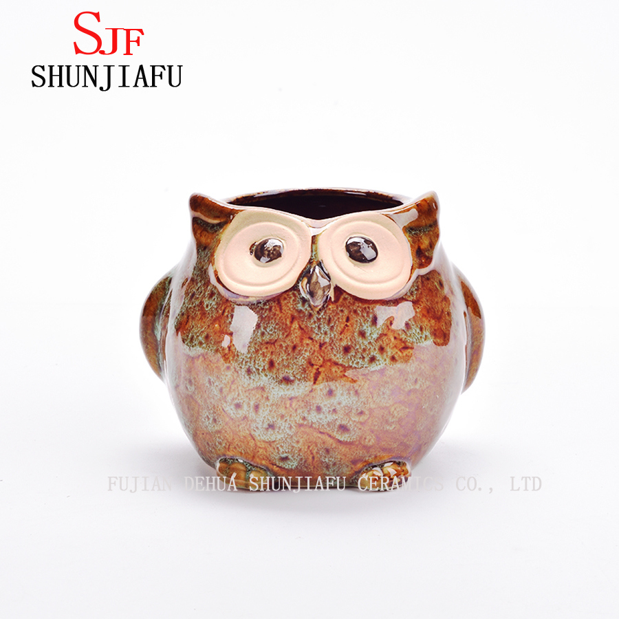 5 Design De Cerâmica Dos Desenhos Animados De Cerâmica Coruja Porcelana Animal Vaso De Flores / C
