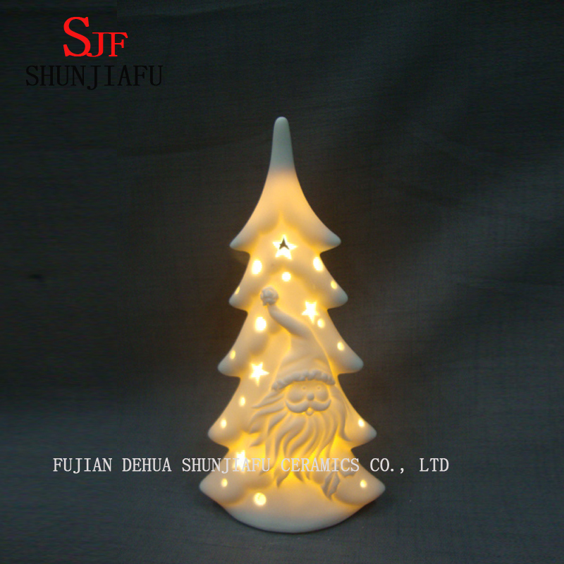 Árvore de Natal cerâmica vitrificada branca. LED / Árvore de Casamento