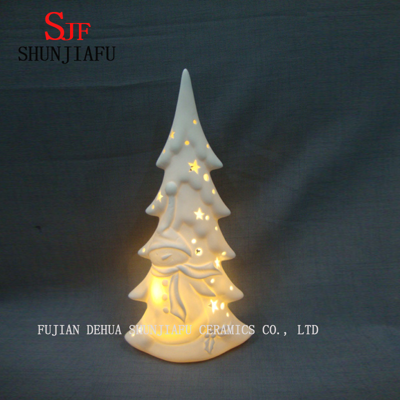 Árvore de Natal cerâmica vitrificada branca. LED / Árvore de Casamento