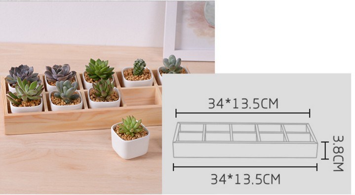 Mesa de lazer com 5 potes de cerâmica com estrutura de treliça