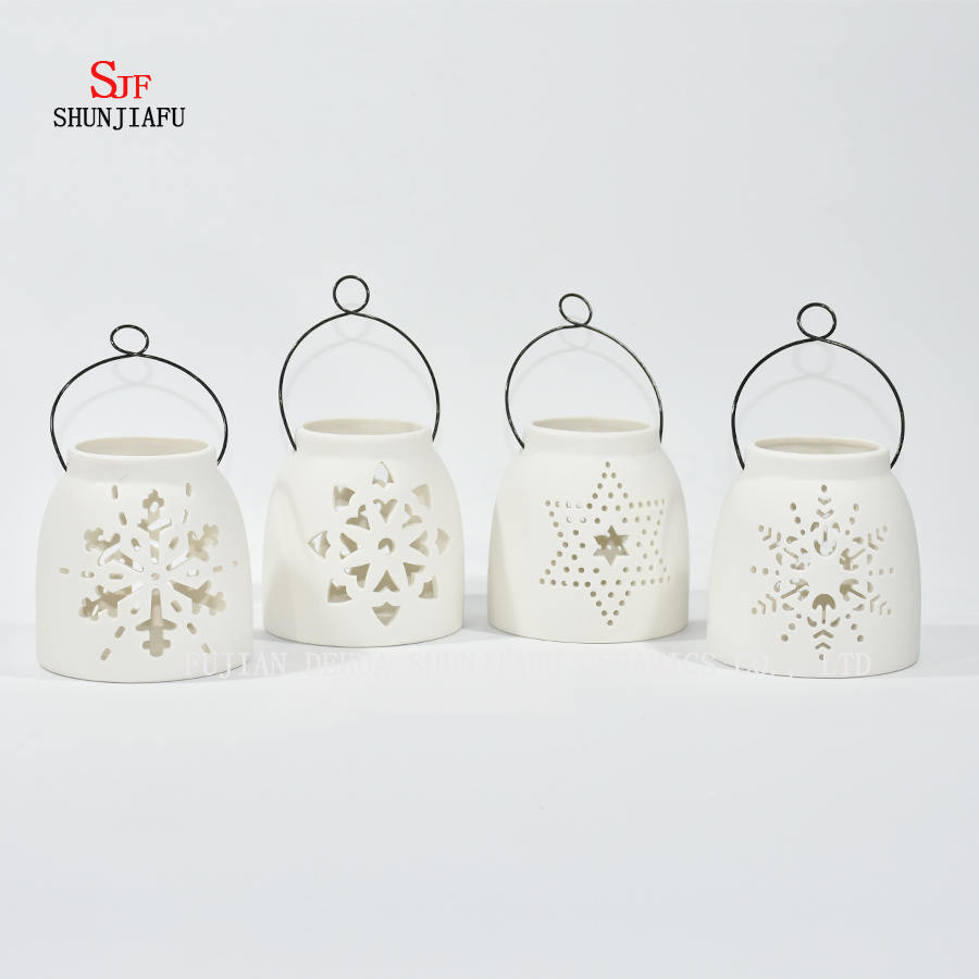Design cerâmico branco chá luz tempestade lanterna