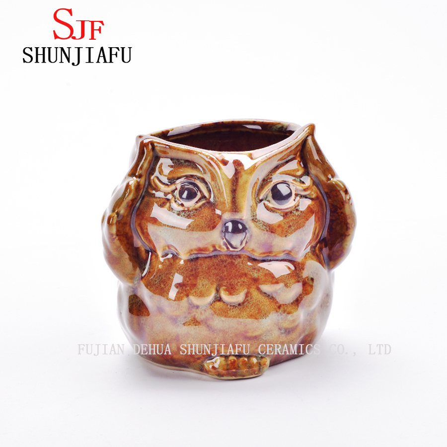 5 Design De Cerâmica Dos Desenhos Animados De Cerâmica Coruja Porcelana Animal Vaso De Flores / C