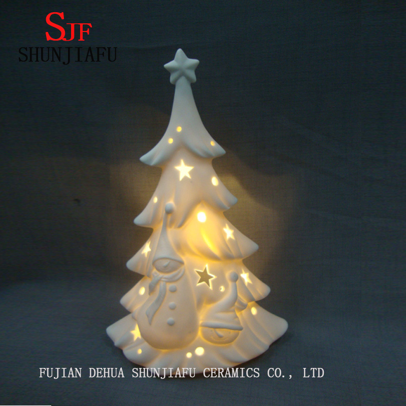 Árvore de Natal cerâmica vitrificada branca. LED / Árvore de Casamento
