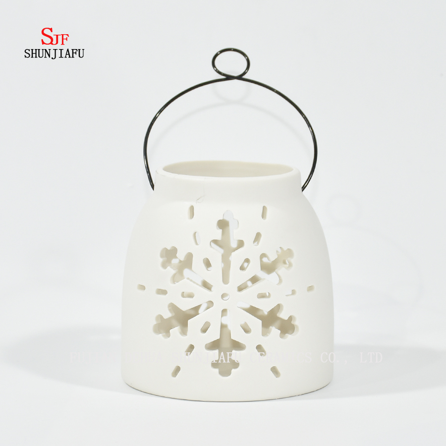 Design cerâmico branco chá luz tempestade lanterna