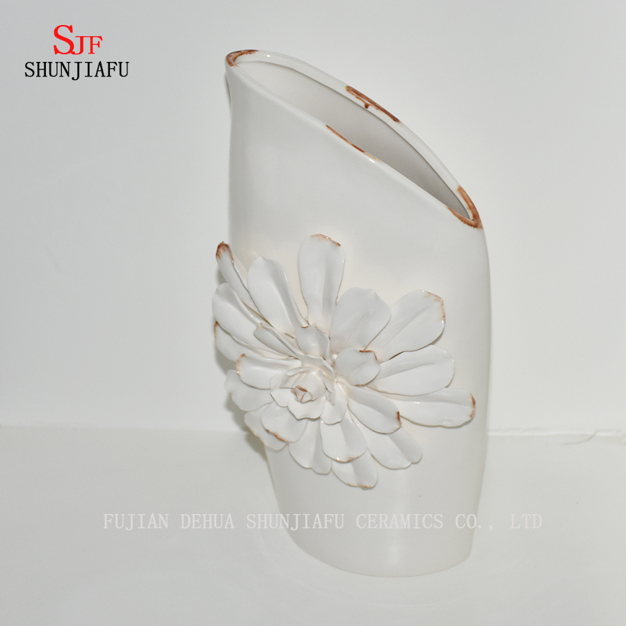 Vaso decorativo cerâmico esbranquiçado do projeto bonito / potenciômetro plantador flor da planta