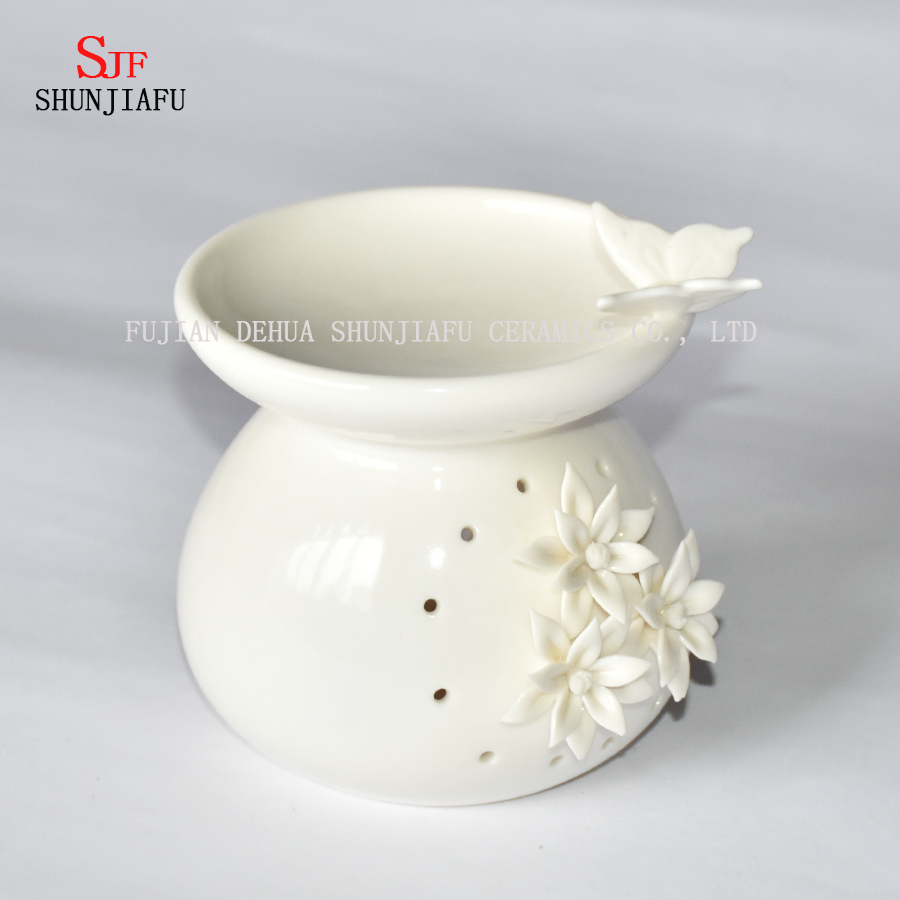 Suporte de Tealight do aquecedor de óleo cerâmico branco da lâmpada do aroma