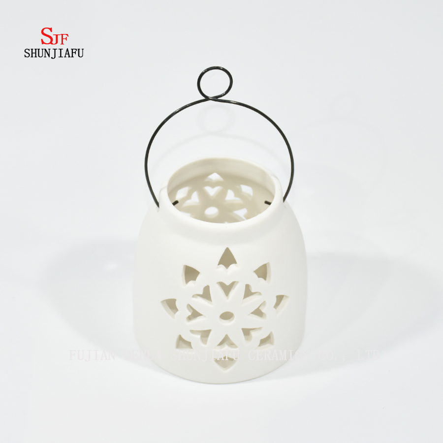 Design cerâmico branco chá luz tempestade lanterna