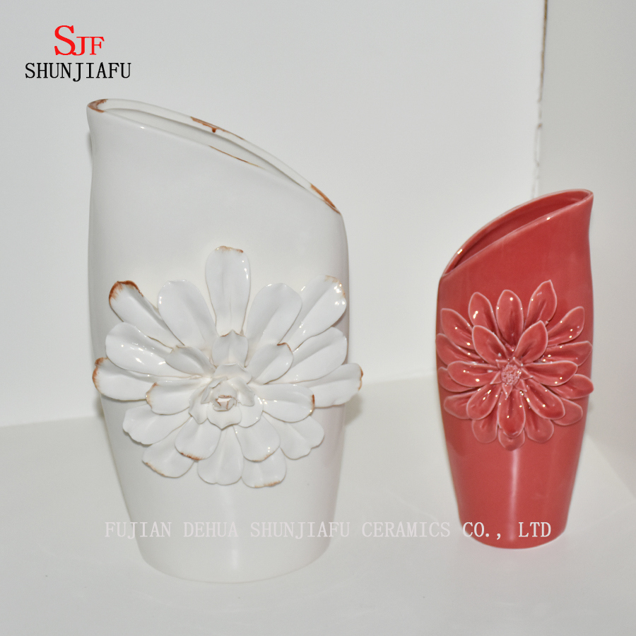 Vaso decorativo cerâmico esbranquiçado do projeto bonito / potenciômetro plantador flor da planta