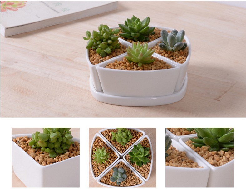 Base circular com grande vaso de cerâmica branca