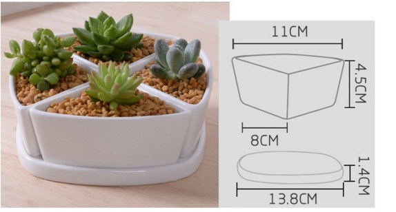Vaso de cerâmico branco com pratos frios variados em forma de base triangular