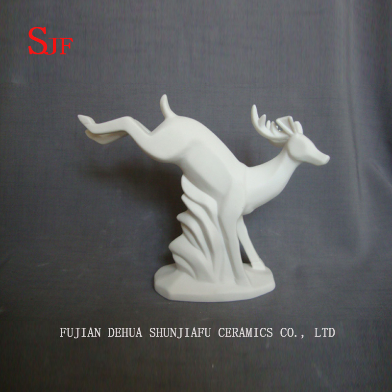 Decoração de cerâmica branca Animais Estatueta Milu Deers Esculturas de porcelana Renas Artesanato Natal