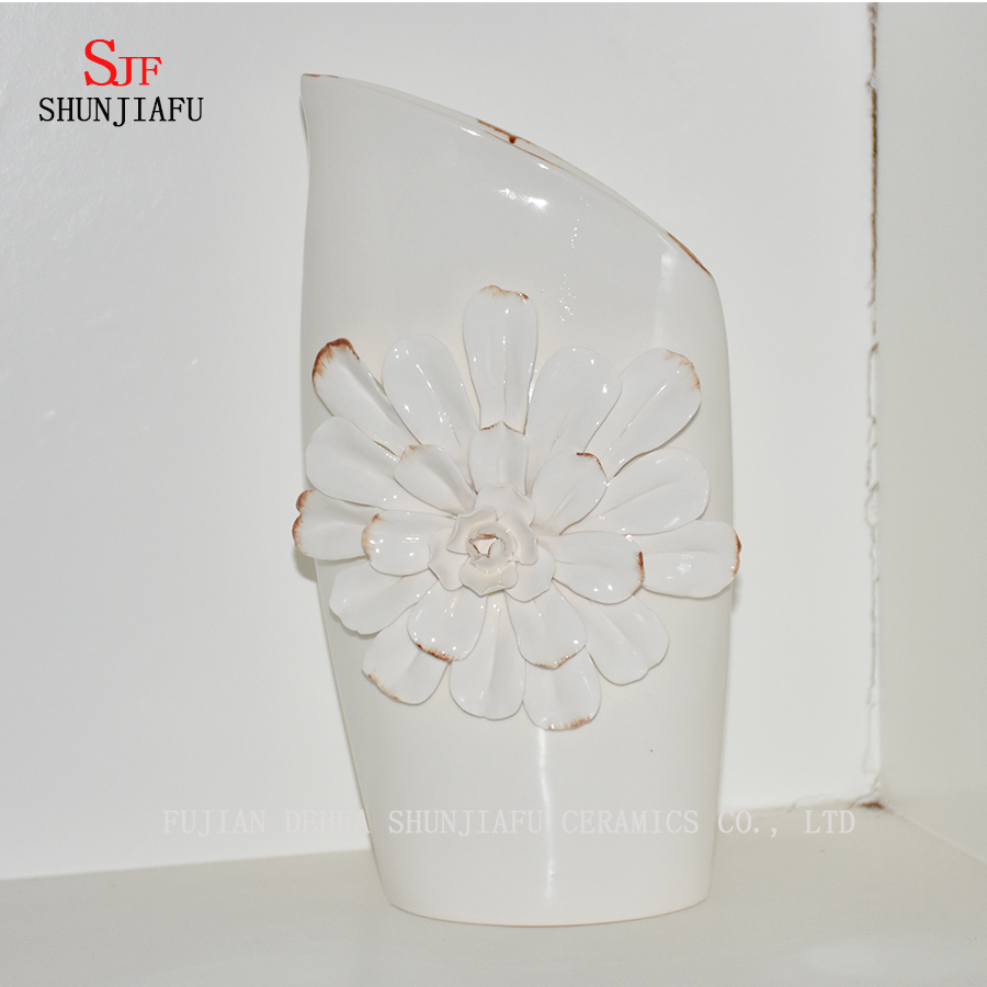 Vaso decorativo cerâmico esbranquiçado do projeto bonito / potenciômetro plantador flor da planta
