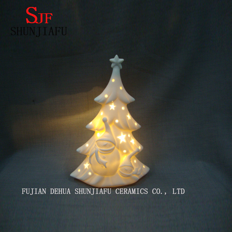 Árvore de Natal cerâmica vitrificada branca. LED / Árvore de Casamento