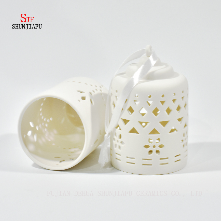 Suporte cerâmico do castiçal do suporte de vela de Tealight para as luzes do chá cinzeladas pela máquina / C