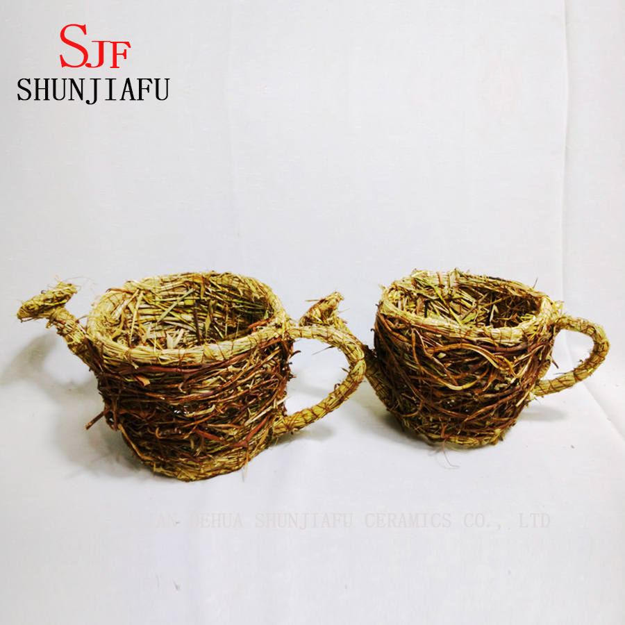 Vaso de flores de vime