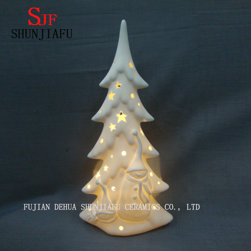 Árvore de Natal cerâmica vitrificada branca. LED / Árvore de Casamento