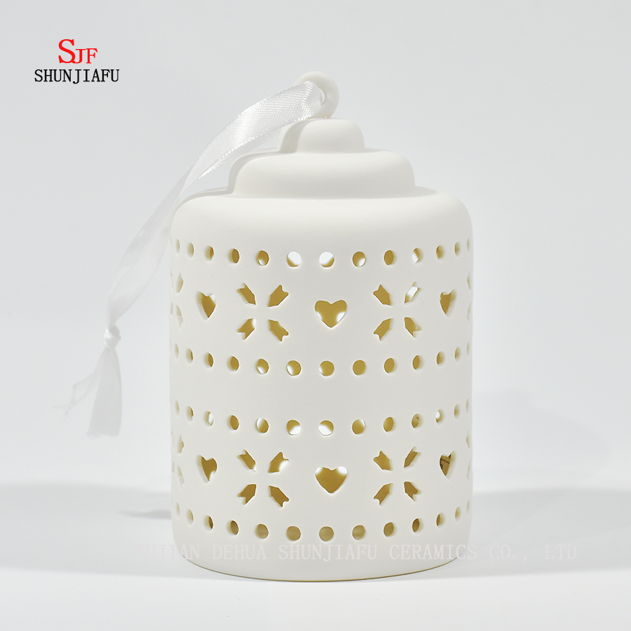 Suporte cerâmico do castiçal do suporte de vela de Tealight para as luzes do chá cinzeladas pela máquina / C