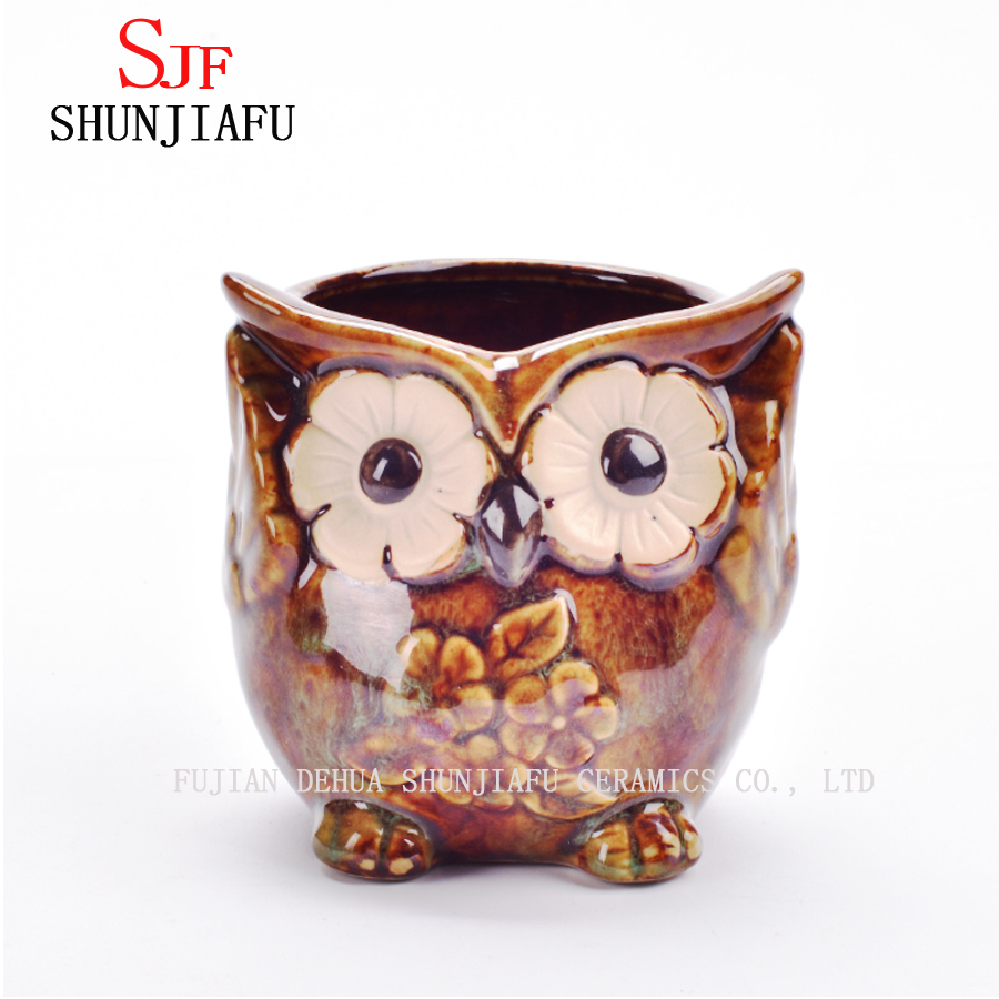 5 Design De Cerâmica Dos Desenhos Animados De Cerâmica Coruja Porcelana Animal Vaso De Flores / C