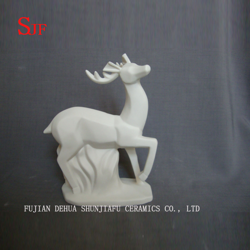 Decoração de cerâmica branca Animais Estatueta Milu Deers Esculturas de porcelana Renas Artesanato Natal