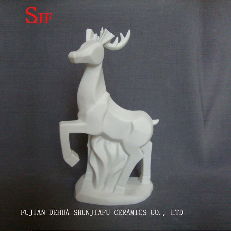 Decoração de cerâmica branca Animais Estatueta Milu Deers Esculturas de porcelana Renas Artesanato Natal