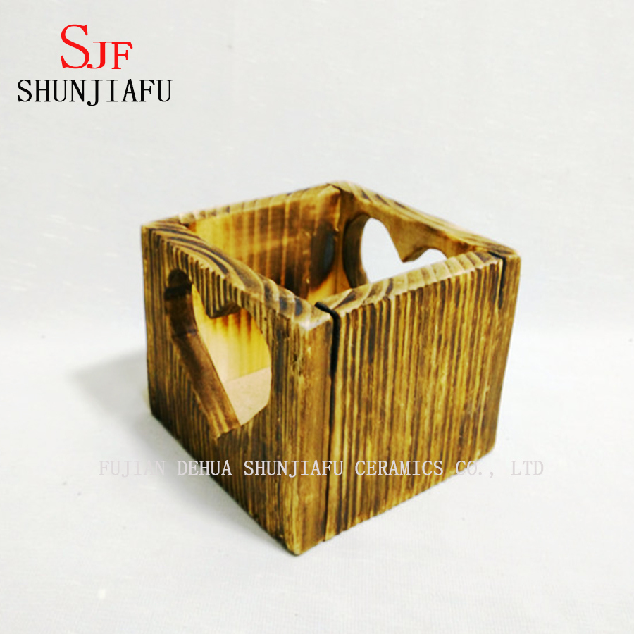 Caixa de madeira rústica barata para flores / plantador / vasos de plantas