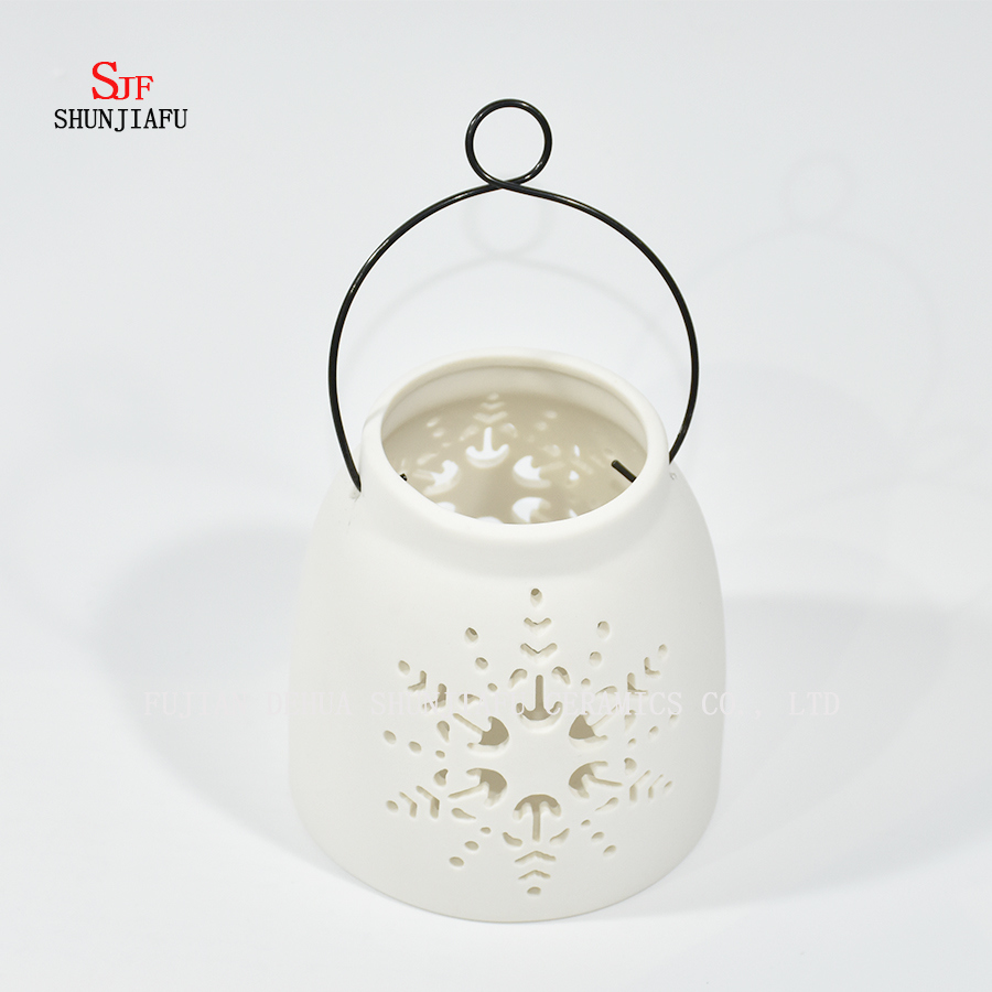 Design cerâmico branco chá luz tempestade lanterna
