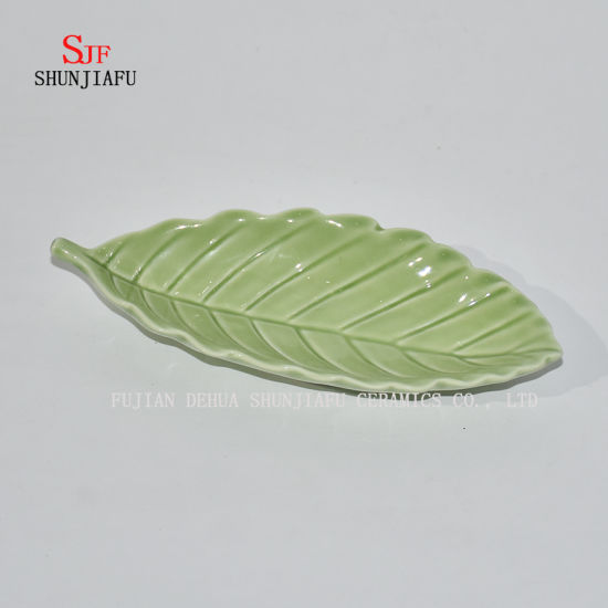 Pratos de tempero cerâmico Pratos de aperitivo, Pires de porcelana multicoloridos Tigela Louça (formato de folha)