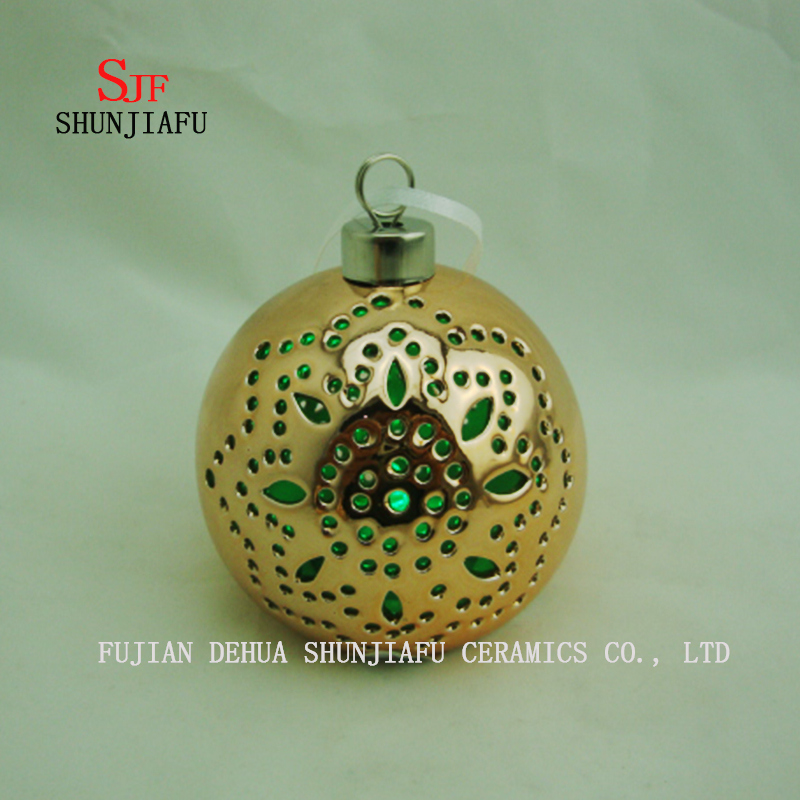 Suporte cer&acirc;mico galvanizado esf&eacute;rico da vela, casti&ccedil;al da vela da porcelana / a