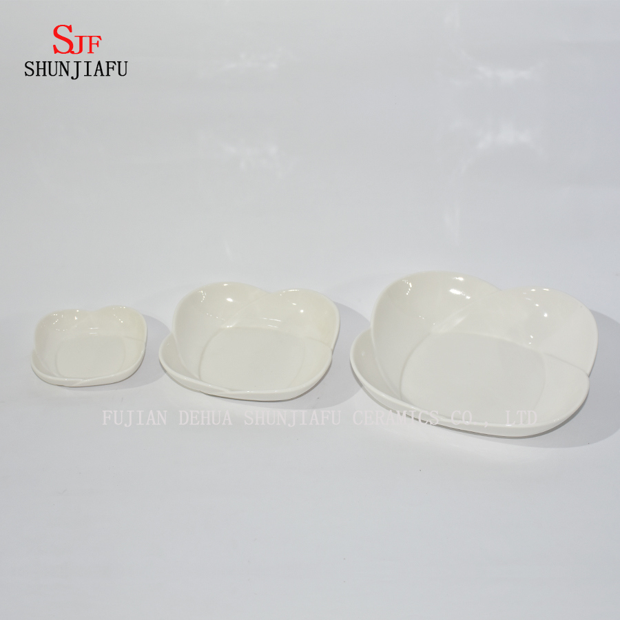 Prato de servi&ccedil;o de lou&ccedil;a de porcelana branca pintado molho molho prato para aperitivo, sobremesa, salada, lanche, sushi, frutas, p&atilde;o - conjunto de 4