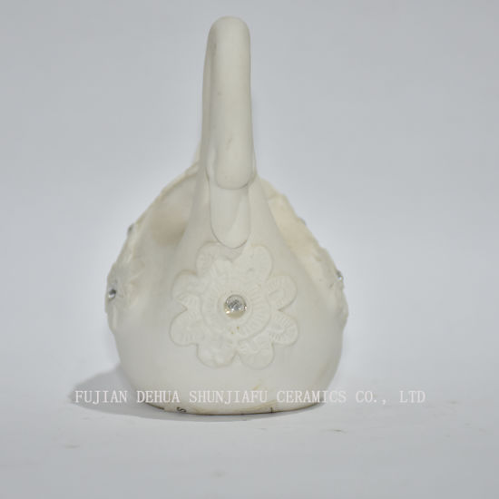 Banco de cisnes de cerâmica com cristal artificial, faz um presente único perfeito, berçário Dé Cor, lembrança, cofrinho Orsavings para crianças, branco