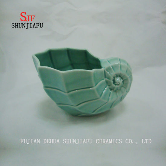 Vaso cerâmico da tabela multifuncional da forma da concha para a flor