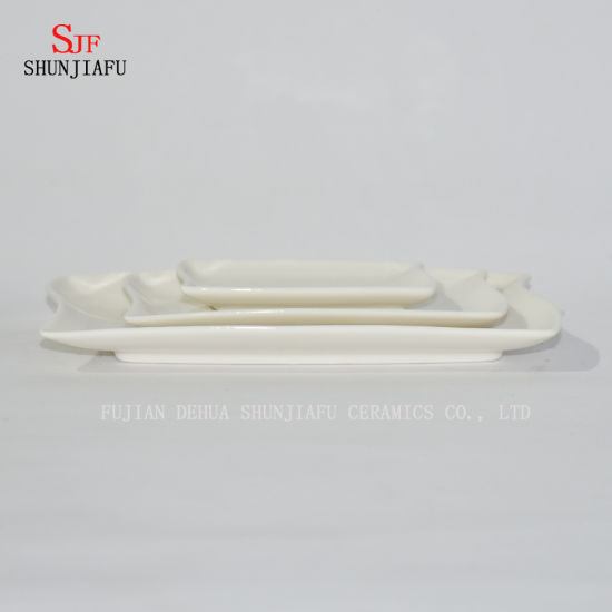 Formas diferentes. Prato de serviço de louça de porcelana branca prato molho