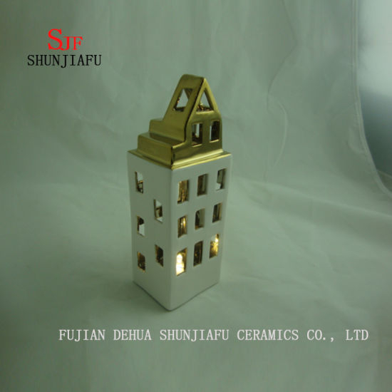 Castiçais cerâmicos do edifício moderno. / B