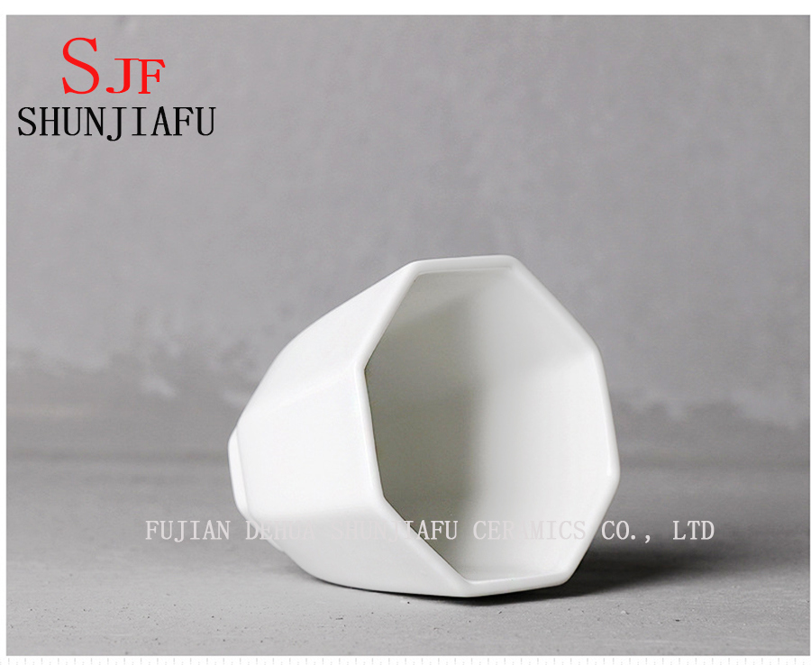 Copo de ch&aacute; vital da porcelana branca brilhante do n&iacute;vel superior, copo do oct&oacute;gono cer&acirc;mico