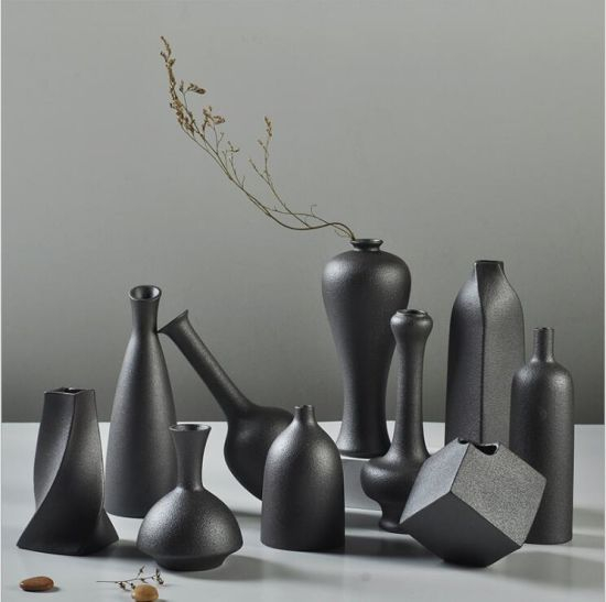 Artigos de decoração em cerâmica para decoração de casa em vaso preto