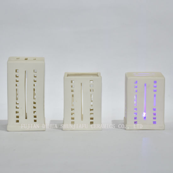 Escolha moderna da forma da arquitetura, velas votivas sem chama multicoloridas do diodo emissor de luz com interruptor de botão / cerâmico