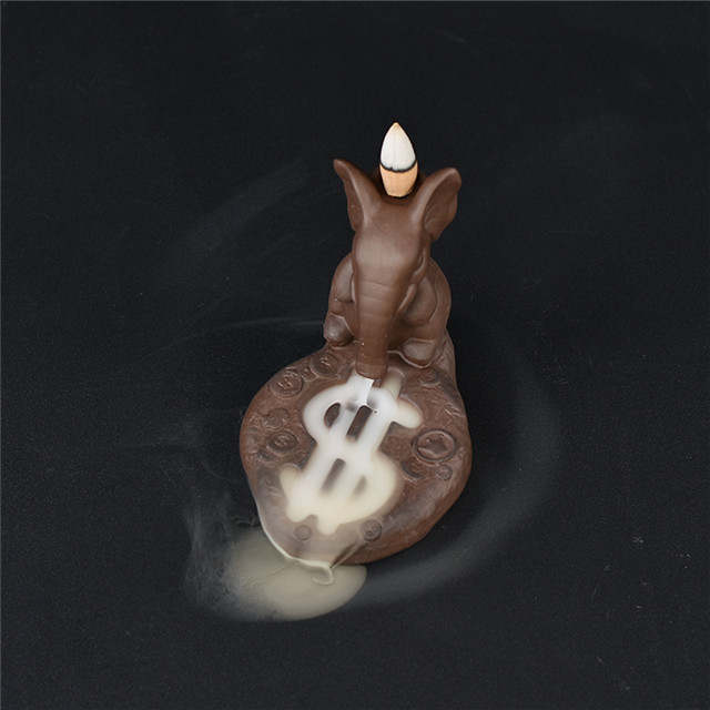 Queimador de incenso do refluxo do elefante, hoder cerâmico criativo do incenso do refluxo para a decoração home