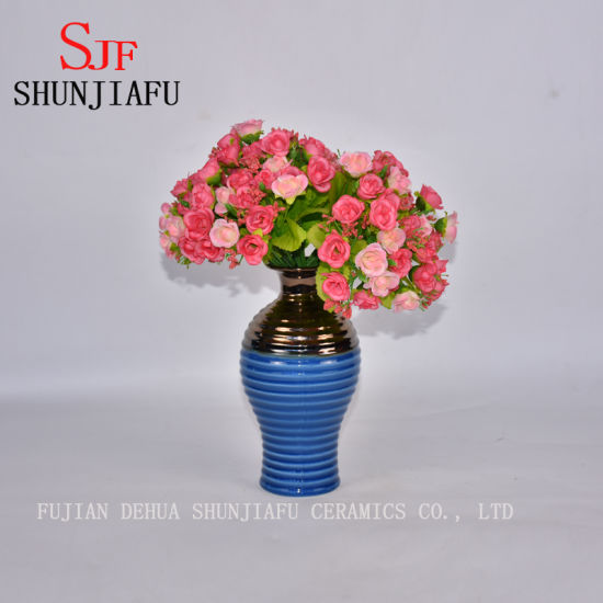 Vaso de flores pequeno em cerâmica estilo high-end para decoração de casa (azul)