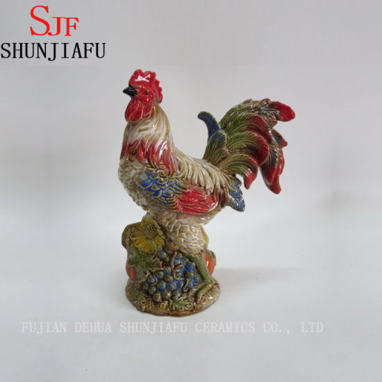 Galo Galo Galinha Cerâmica Cerâmica Animal Estatueta