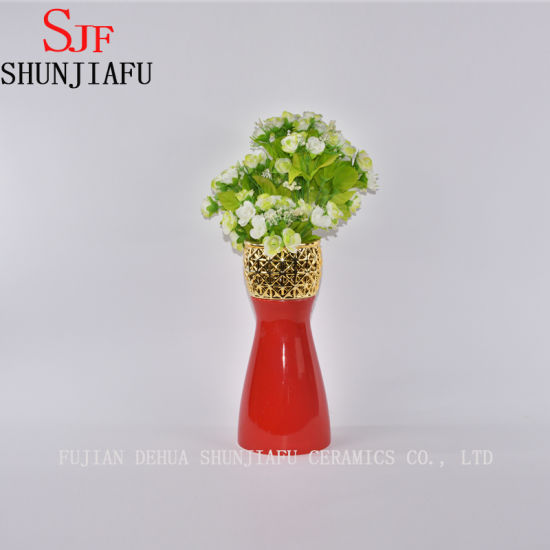 Morden Style Pequeno Vaso de Cerâmica para Decoração de Casa (Vermelho)