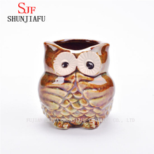 Vaso de flores de cerâmica coruja plantador