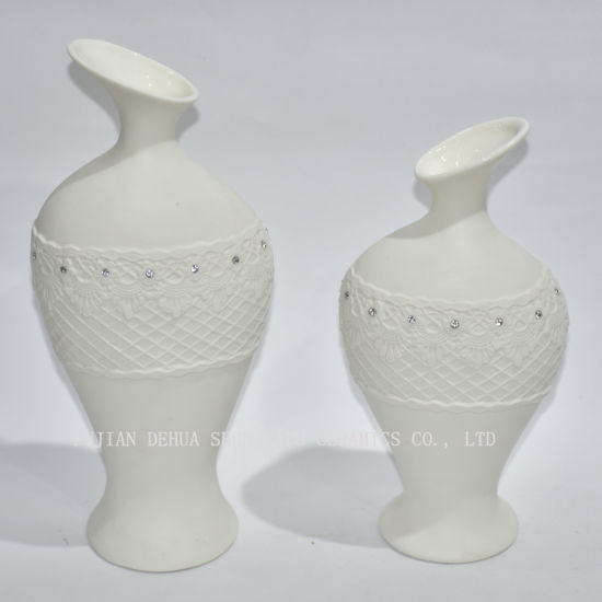 Vaso de flor moderno cerâmico branco do jarro da água do estilo / suporte decorativo do ramalhete