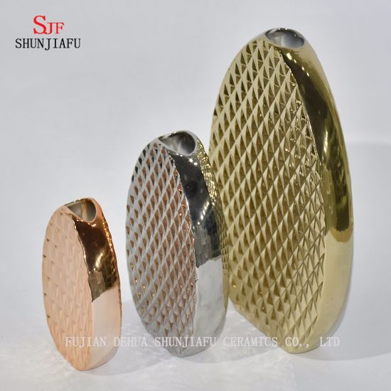 Cerâmica galvanizada do vaso de flor falso, vaso de flor de Ikebana