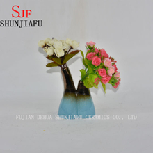 Vaso de flores de cerâmica, azul claro com variedade Taupe