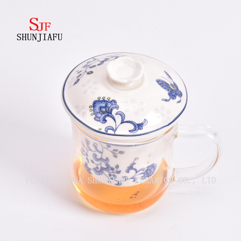 400 ml Presentes Criativos de Parede Dupla Copo de Vidro Coador de Caf&eacute;, Copos de Ch&aacute; de Vidro com Tampa