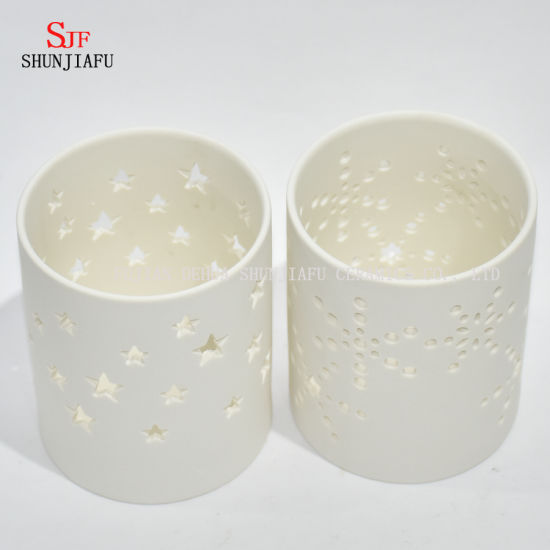 Castiçal de cerâmica Tealight Castiçal Castiçal para luzes de chá esculpidas por máquina / a