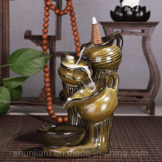 Chaleira de cerâmica Queimador de incenso Artesanato Decoração para casa