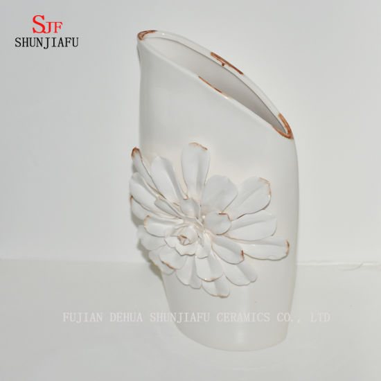 Vaso decorativo cerâmico esbranquiçado do projeto bonito / potenciômetro plantador flor da planta