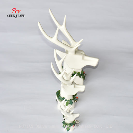 Boa sorte; Decoração de Natal de forma de veado de cerâmica, presente de feriado.